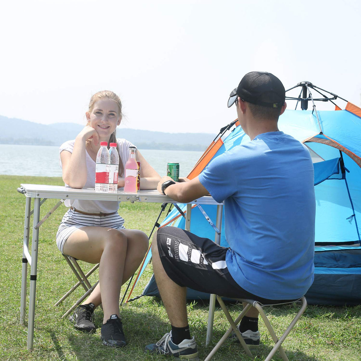 Lightweight Portable Aluminum Folding Camping Table with Adjustable Legs F10145