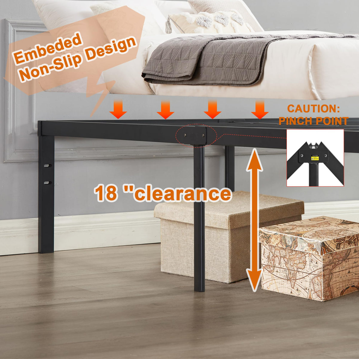 Queen Size Metal Platform Bed Frame G753