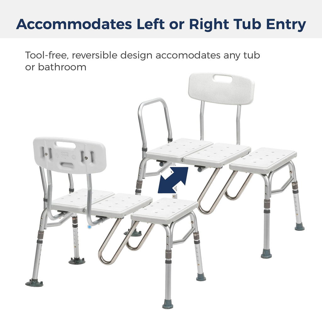 Adjustable Height White Tub Transfer Bench E80961