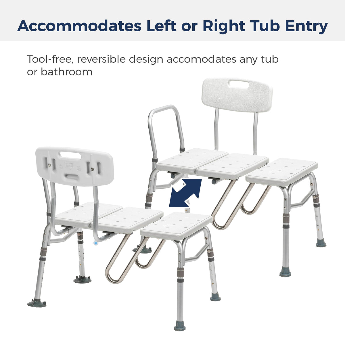 Adjustable Height White Tub Transfer Bench E80961