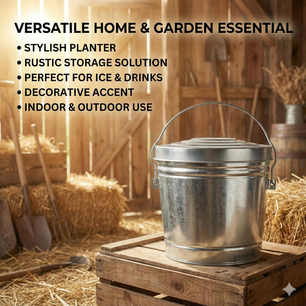 6-Gallon Galvanized Steel Trash Can with Locking Lid V7153
