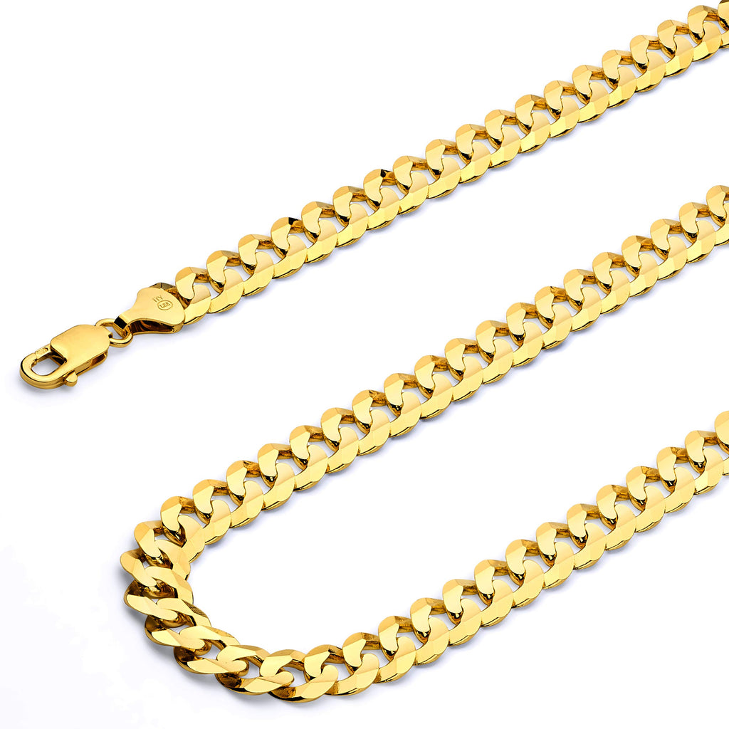 14k Yellow White Two Tone Gold Cuban Concave Curb Chain Necklace Bracelet V888750