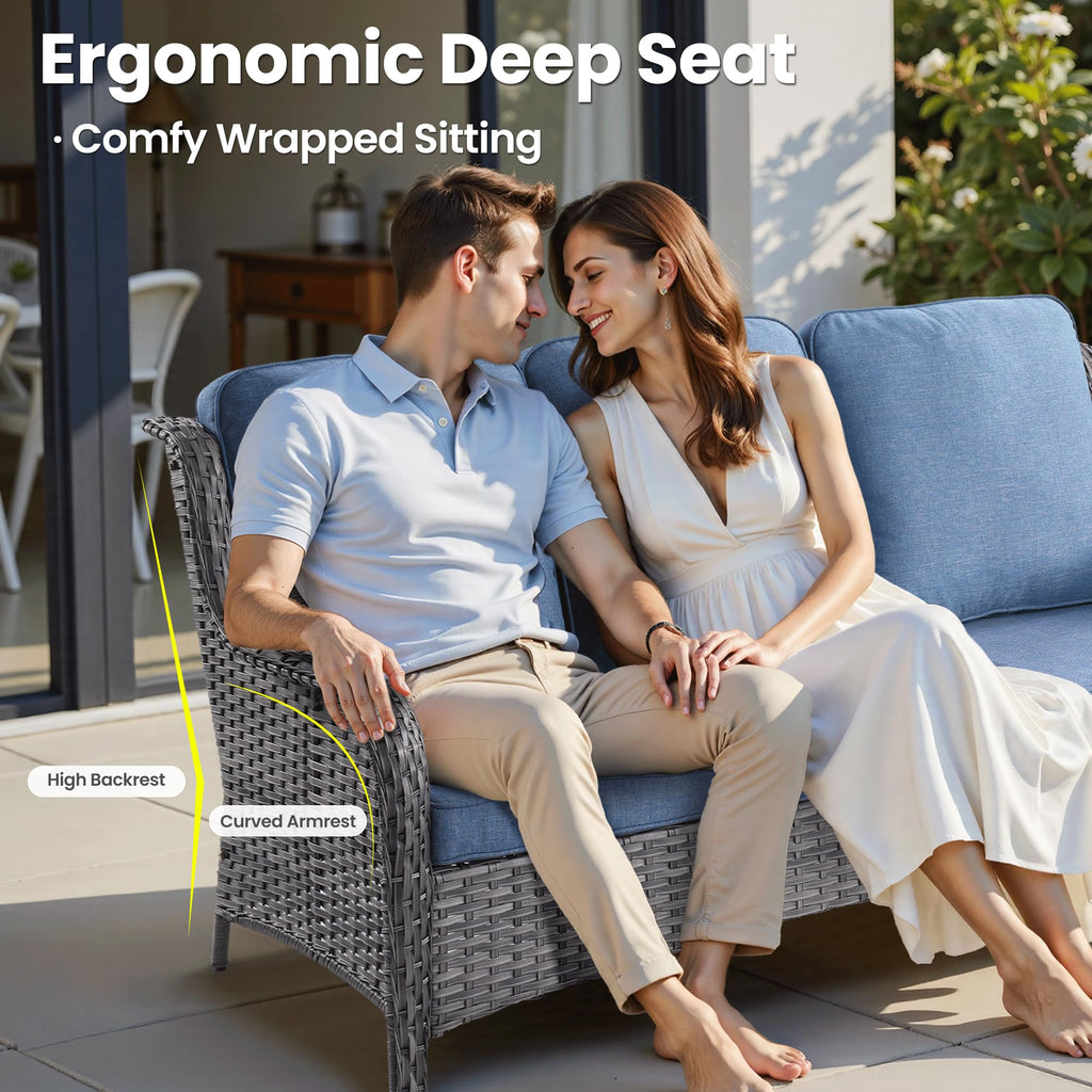 5-Piece Outdoor Wicker Sofa Set with Swivel Chairs T4651