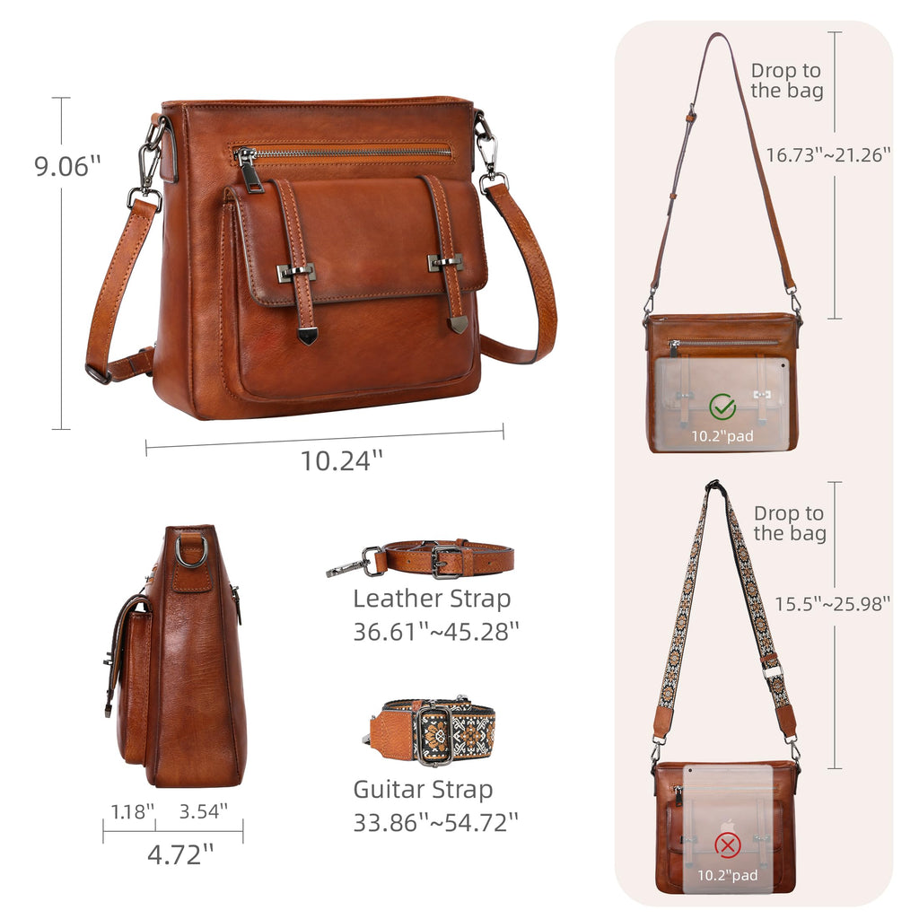 Soft Leather Crossbody Bags with Multi Pockets D789