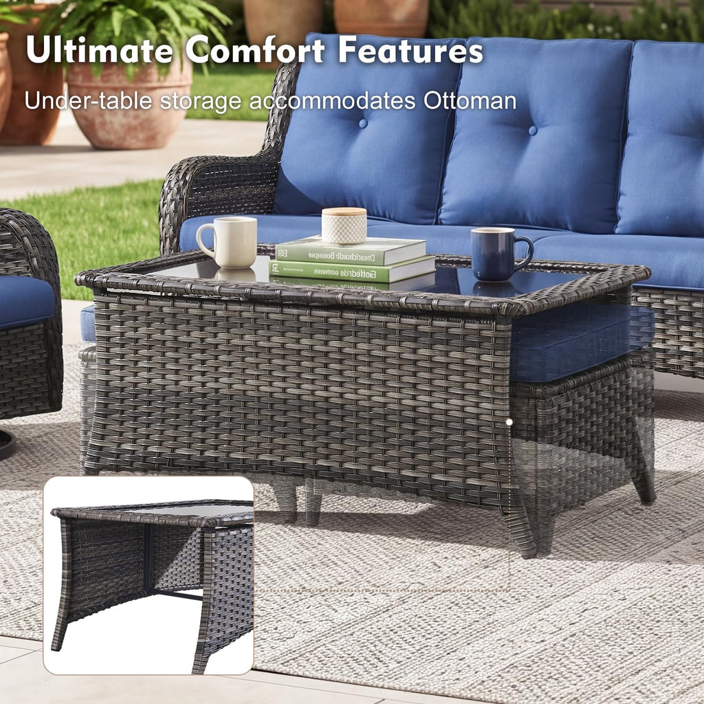 Grey Wicker 6 Piece Patio Furniture Set M50226
