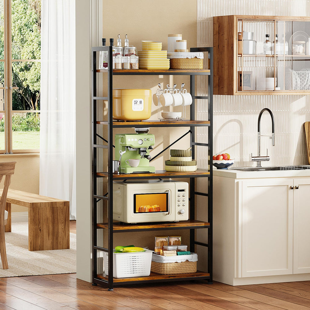 32 Inch 5-Tier Wood Metal Bookshelf B323