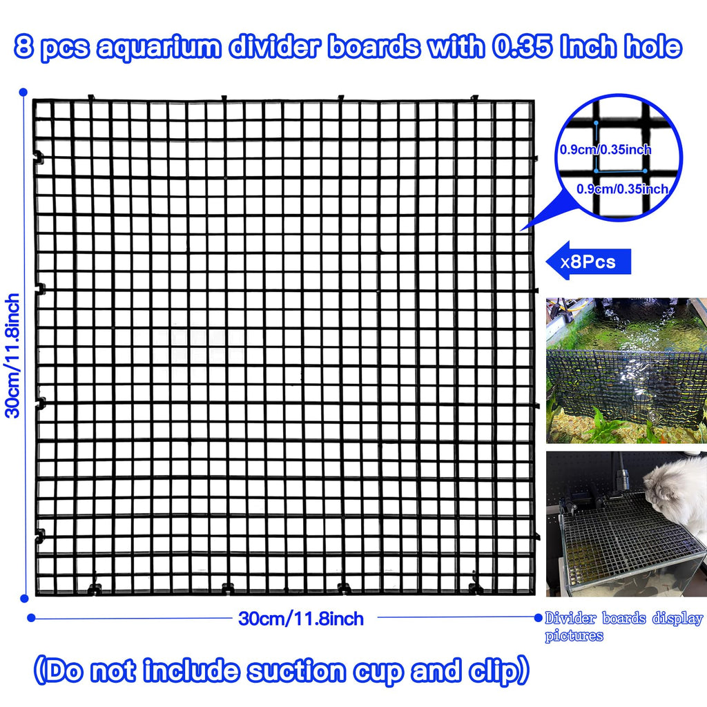 Black 8pcs Plastic Aquarium Fish Tank Divider Y768