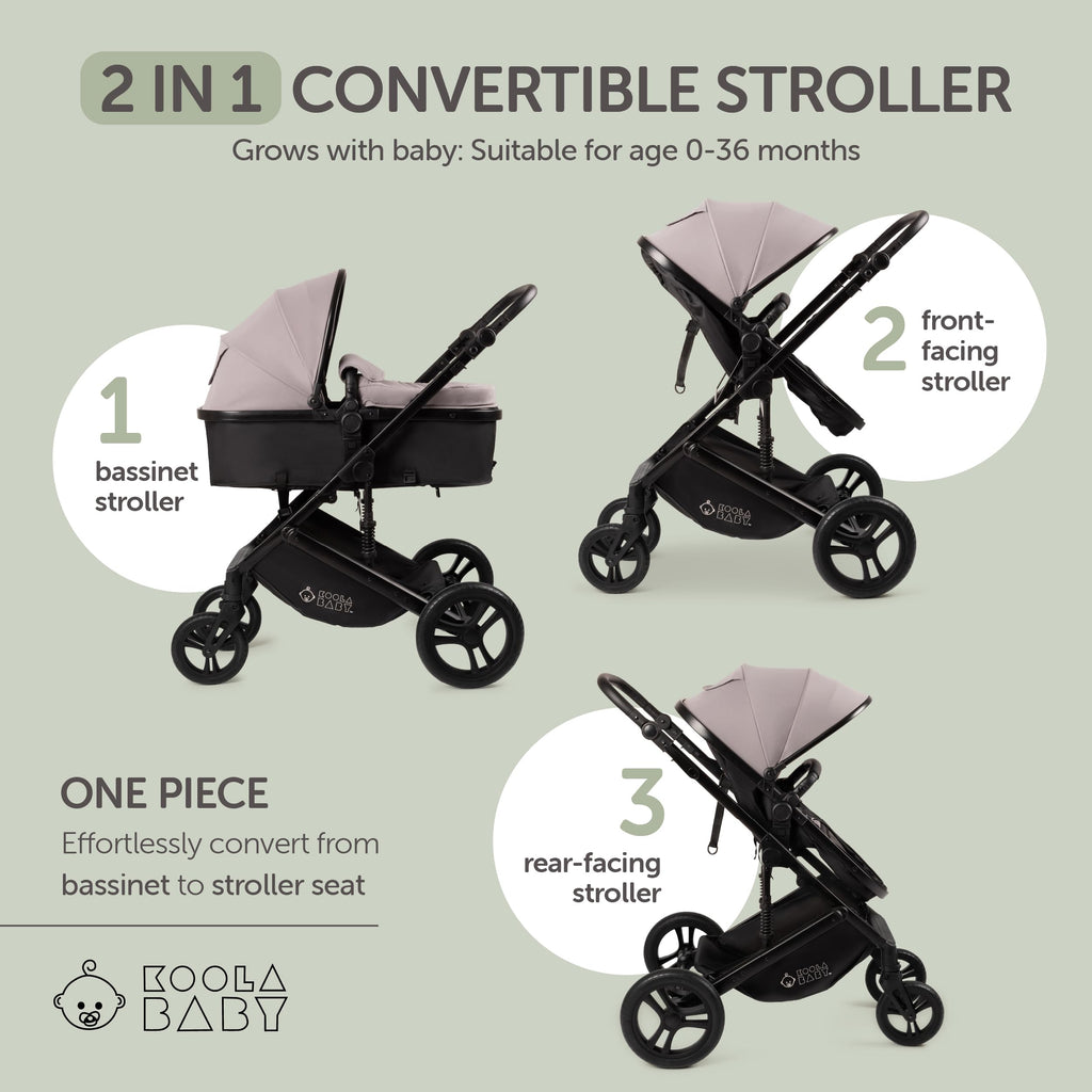 2-in-1 Foldable Baby Stroller with Extendable Canopy U285