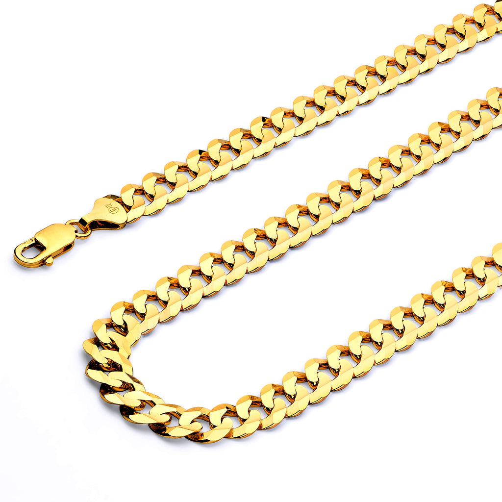 14k Yellow White Two Tone Gold Cuban Concave Curb Chain Necklace Bracelet V888750