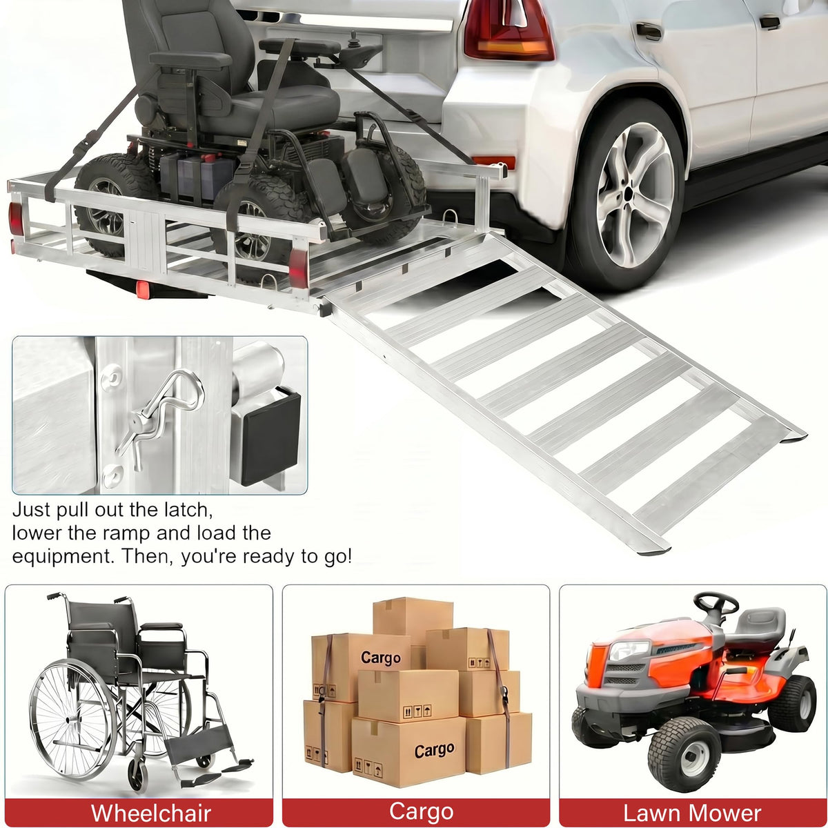 50" Aluminum Wheelchair Carrier with Ramp K517