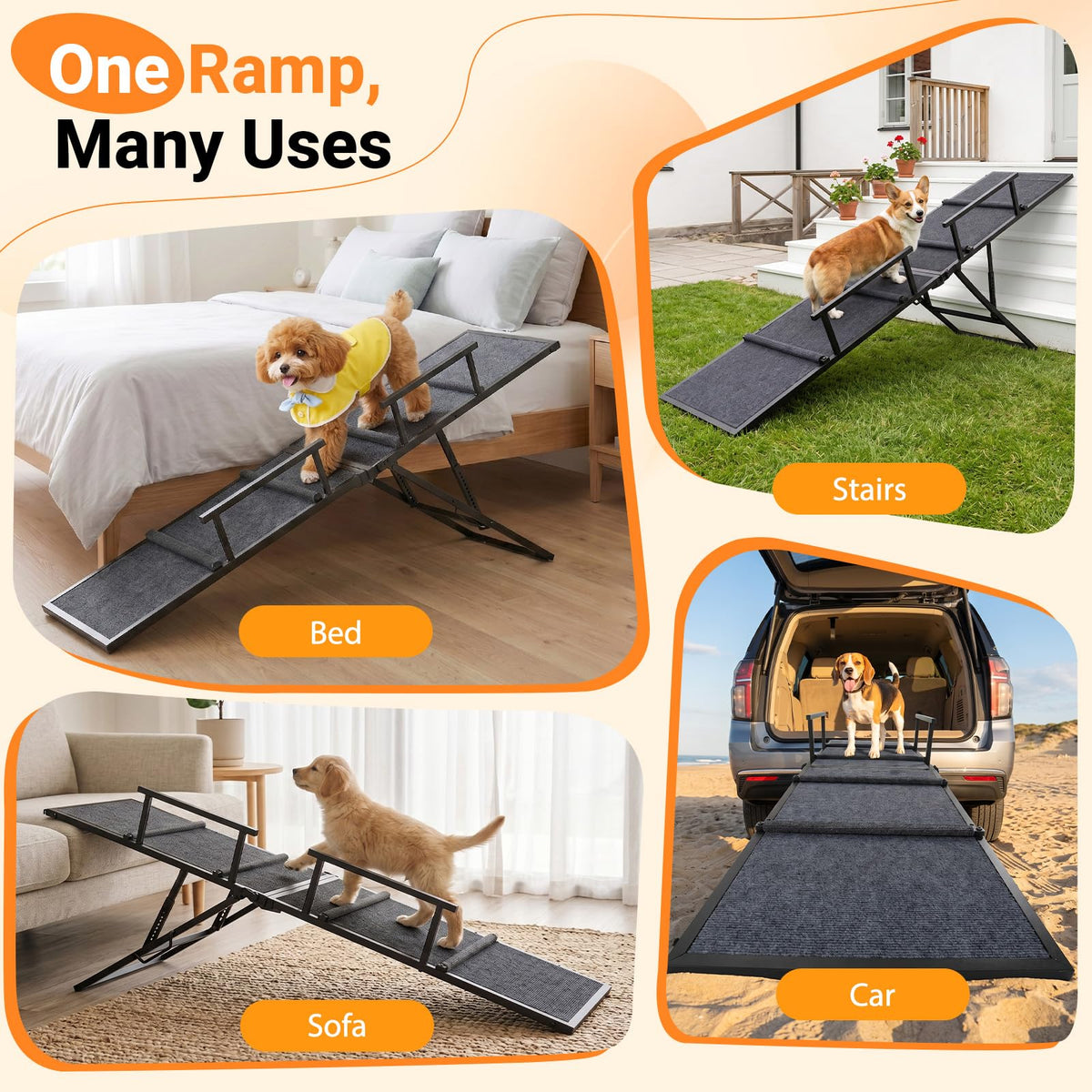 63" Foldable Metal Dog Ramp O475891