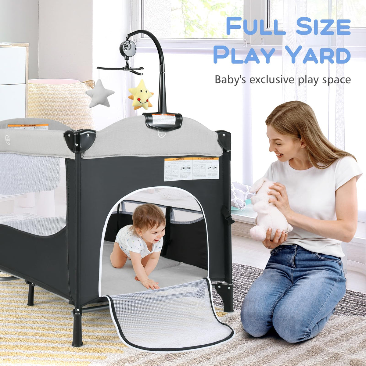 5 in 1 Gray Baby Playard B4361