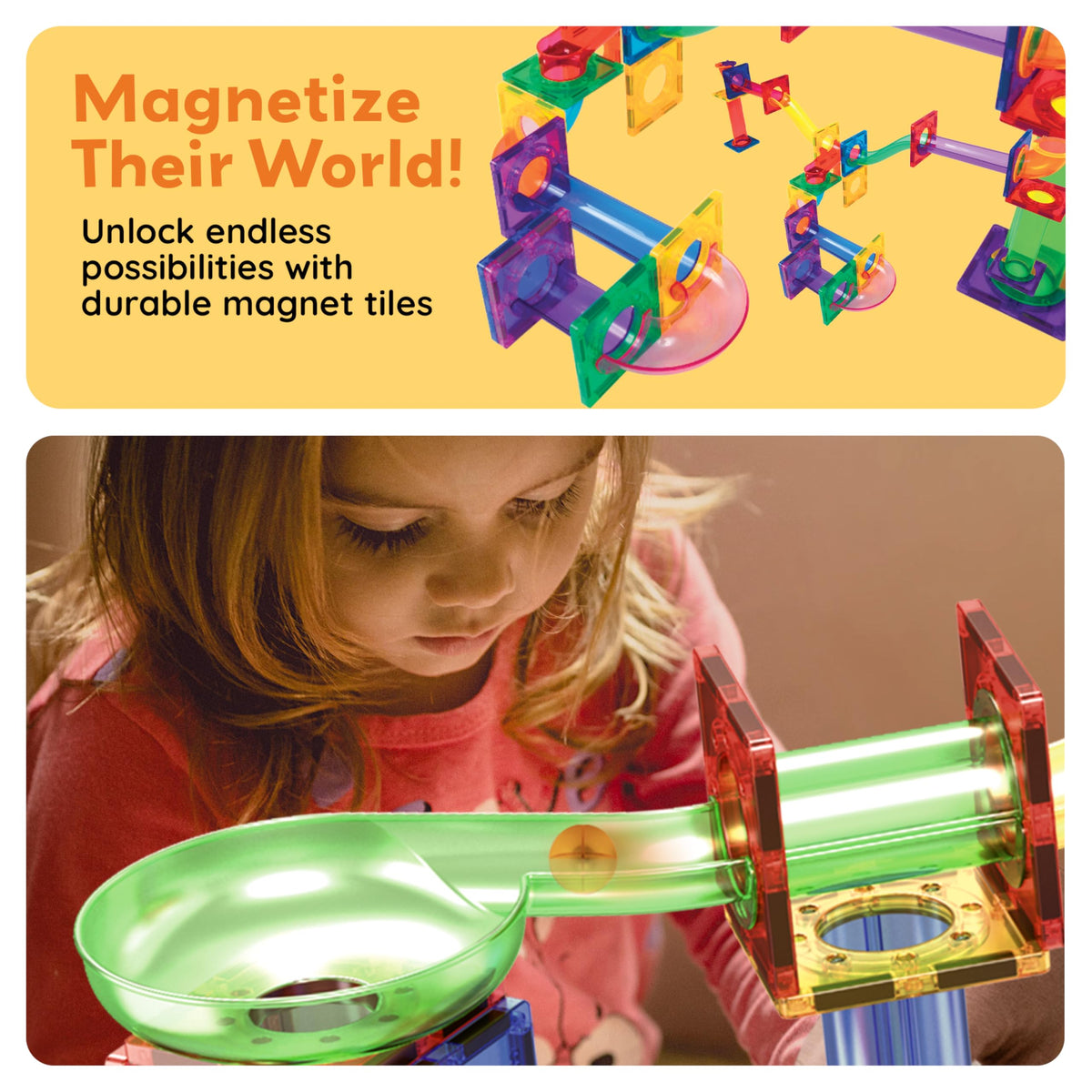 108 Piece Marble Run Race Track Set with LED Cars D329