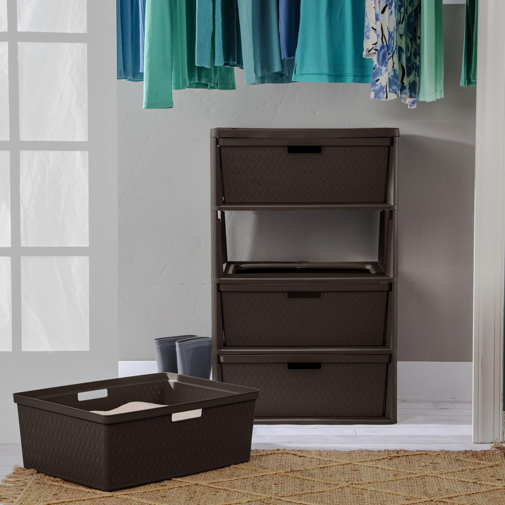 Brown 4 Drawer Plastic Storage Tower Q163