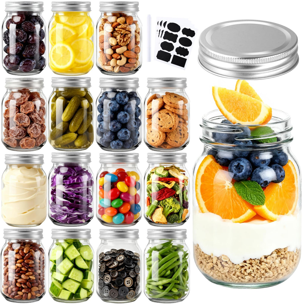 16 Pack 16 Oz Clear Glass Mason Jars R729