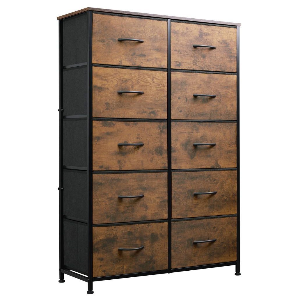 Rustic Brown Wood Grain Print Tall Dresser C55421