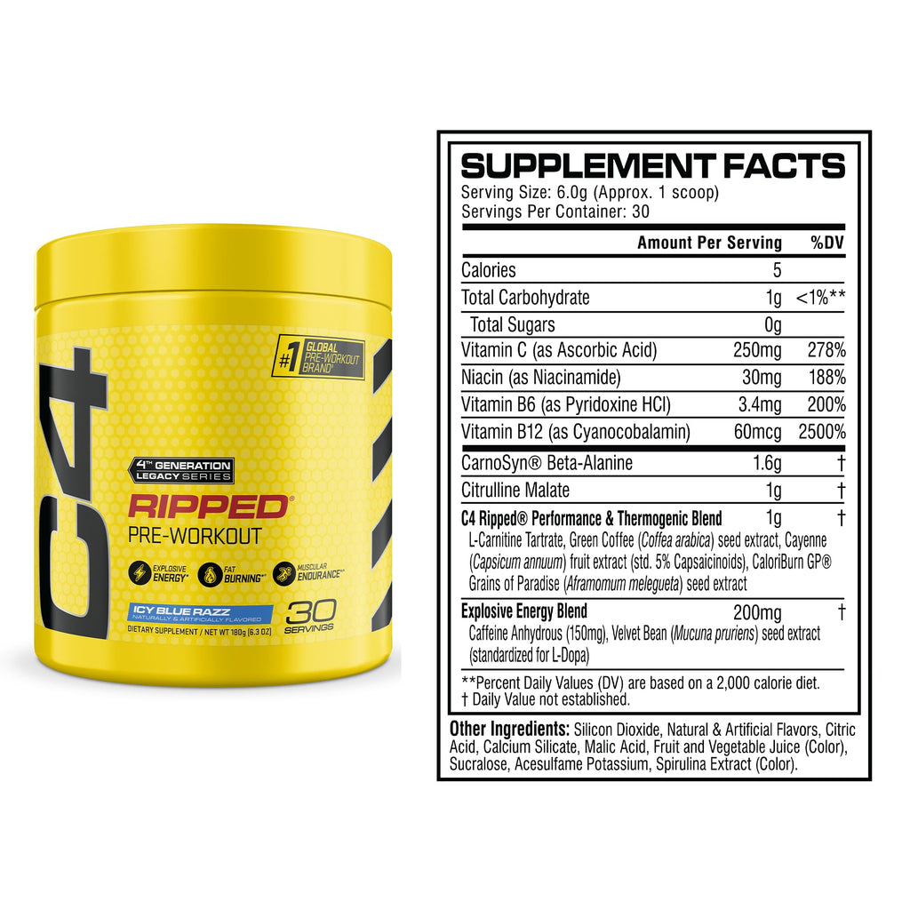 Icy Blue Razz 30 Servings Pre Workout Y578218