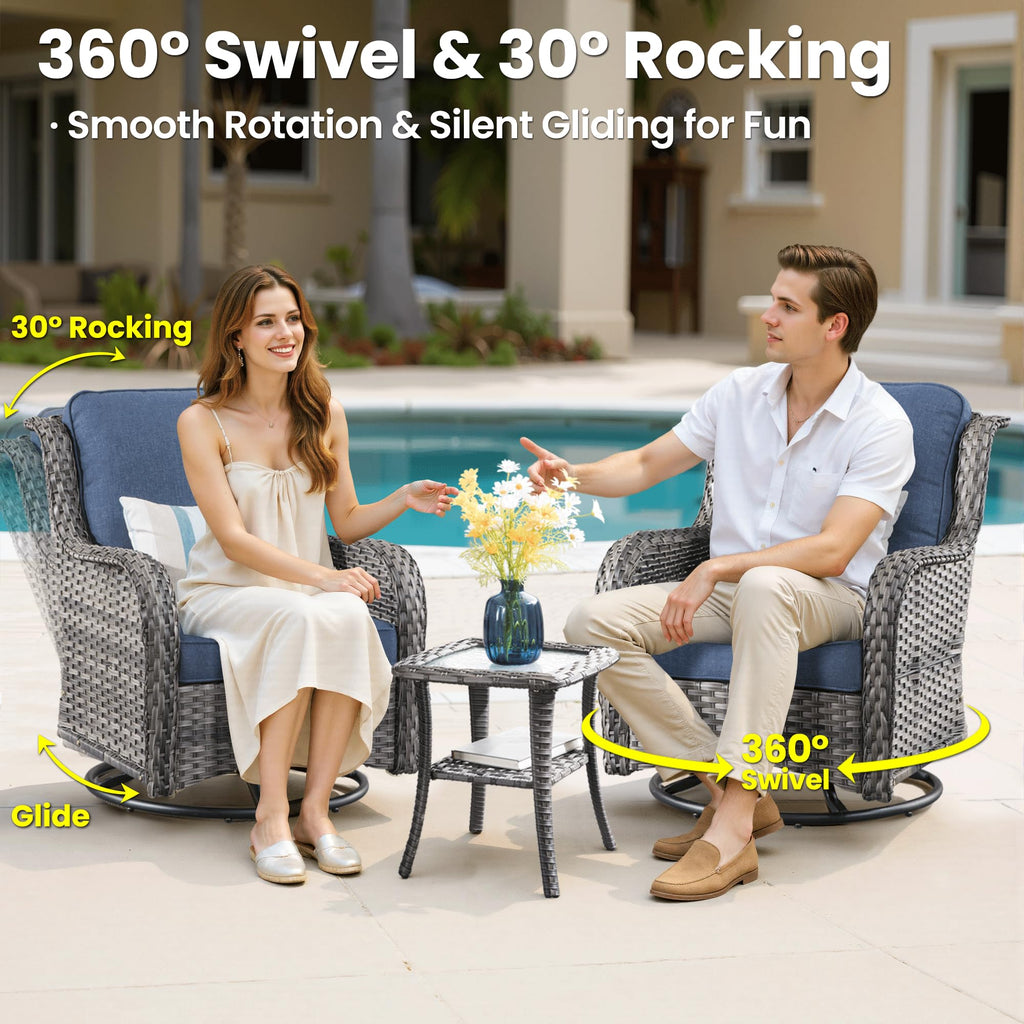 5-Piece Outdoor Wicker Sofa Set with Swivel Chairs T4651