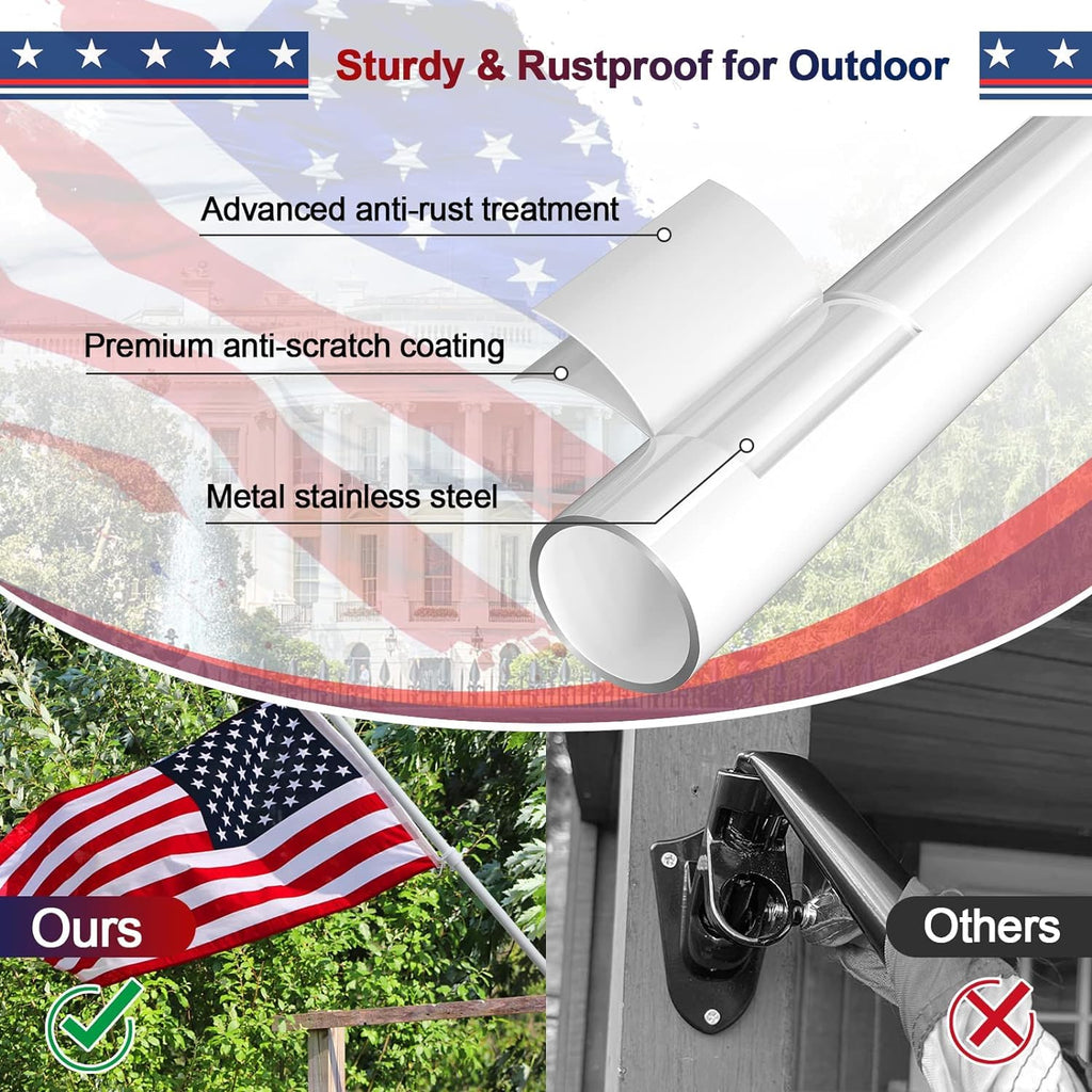 5ft Heavy Duty Tangle Free Flag Pole Kit with 3x5 Embroidered American Flag U805359