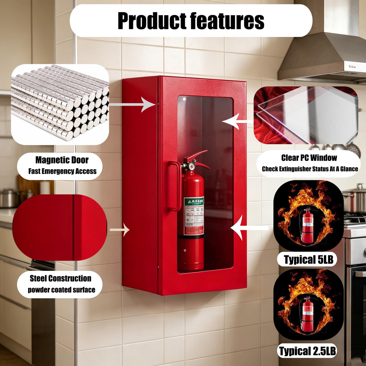 5lb Steel Fire Extinguisher Cabinet M147