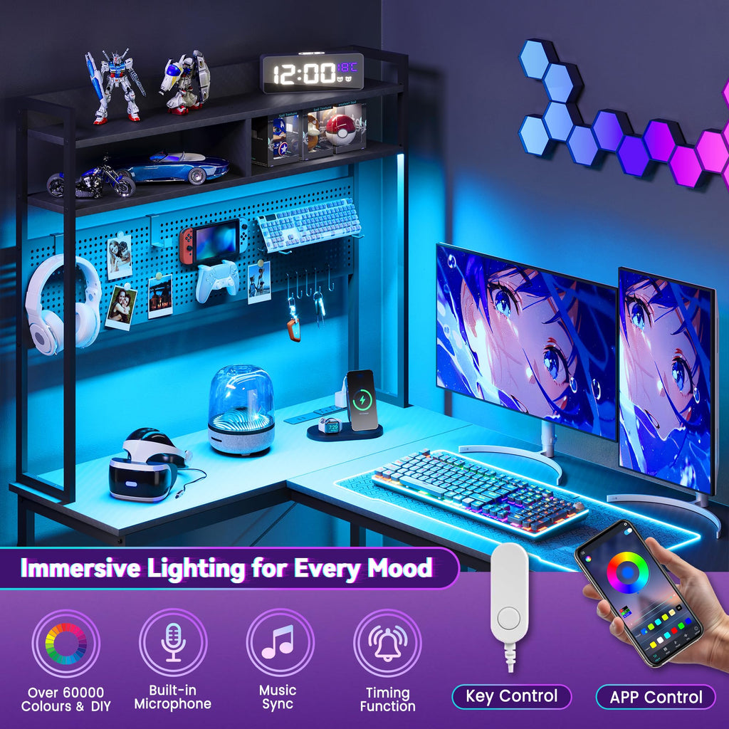 L Shaped Gaming Desk with Hutch V770