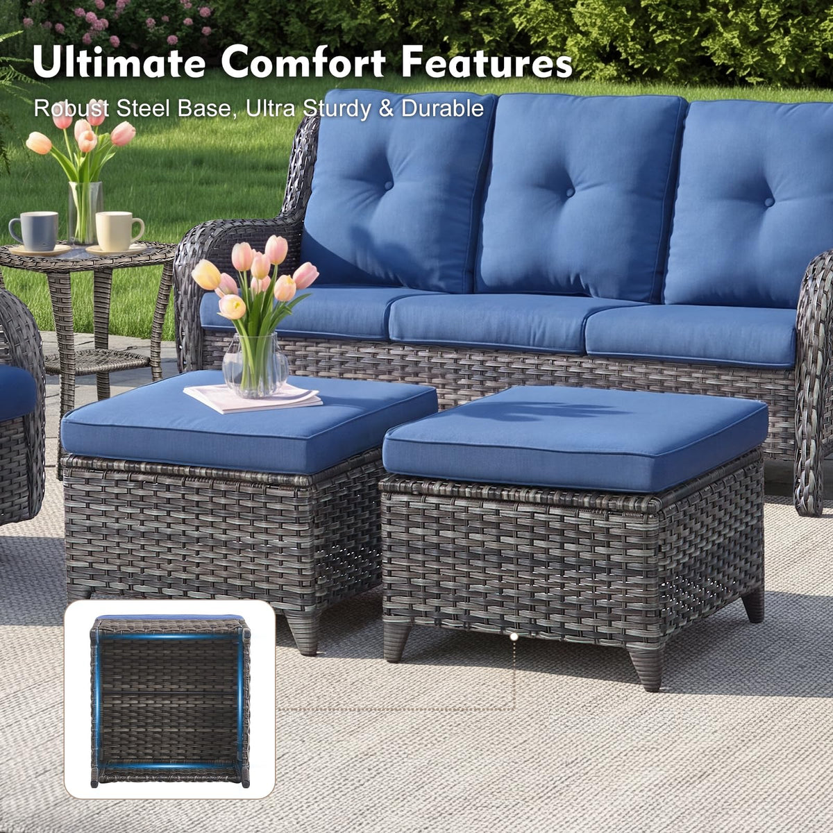 Grey Wicker 6 Piece Patio Furniture Set M50226