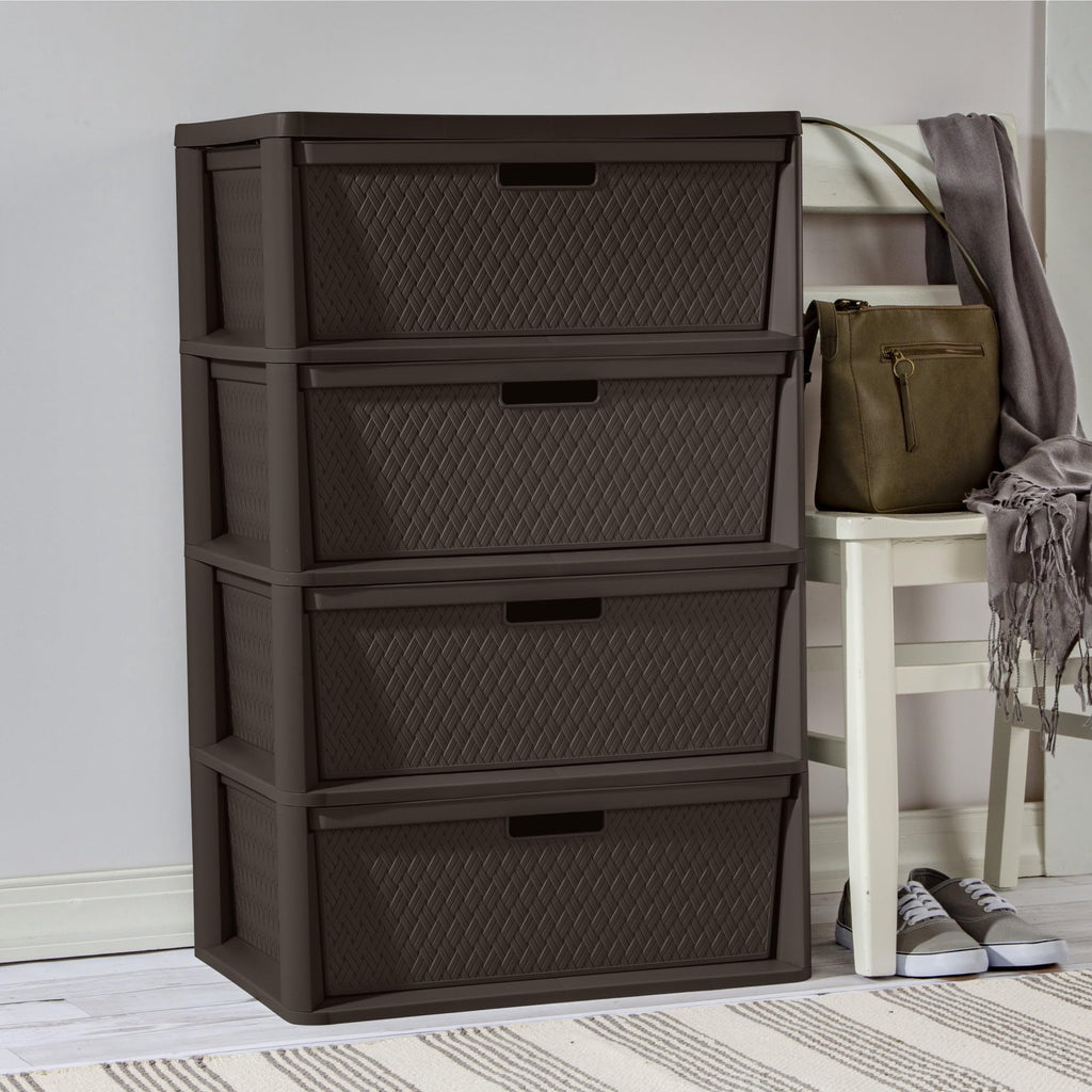 Brown 4 Drawer Plastic Storage Tower Q163