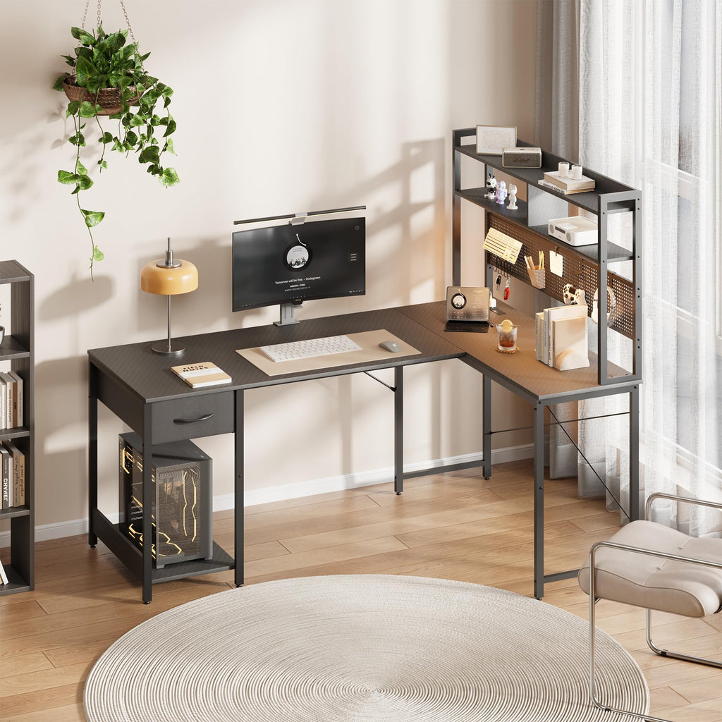 L Shaped Gaming Desk with Hutch V770
