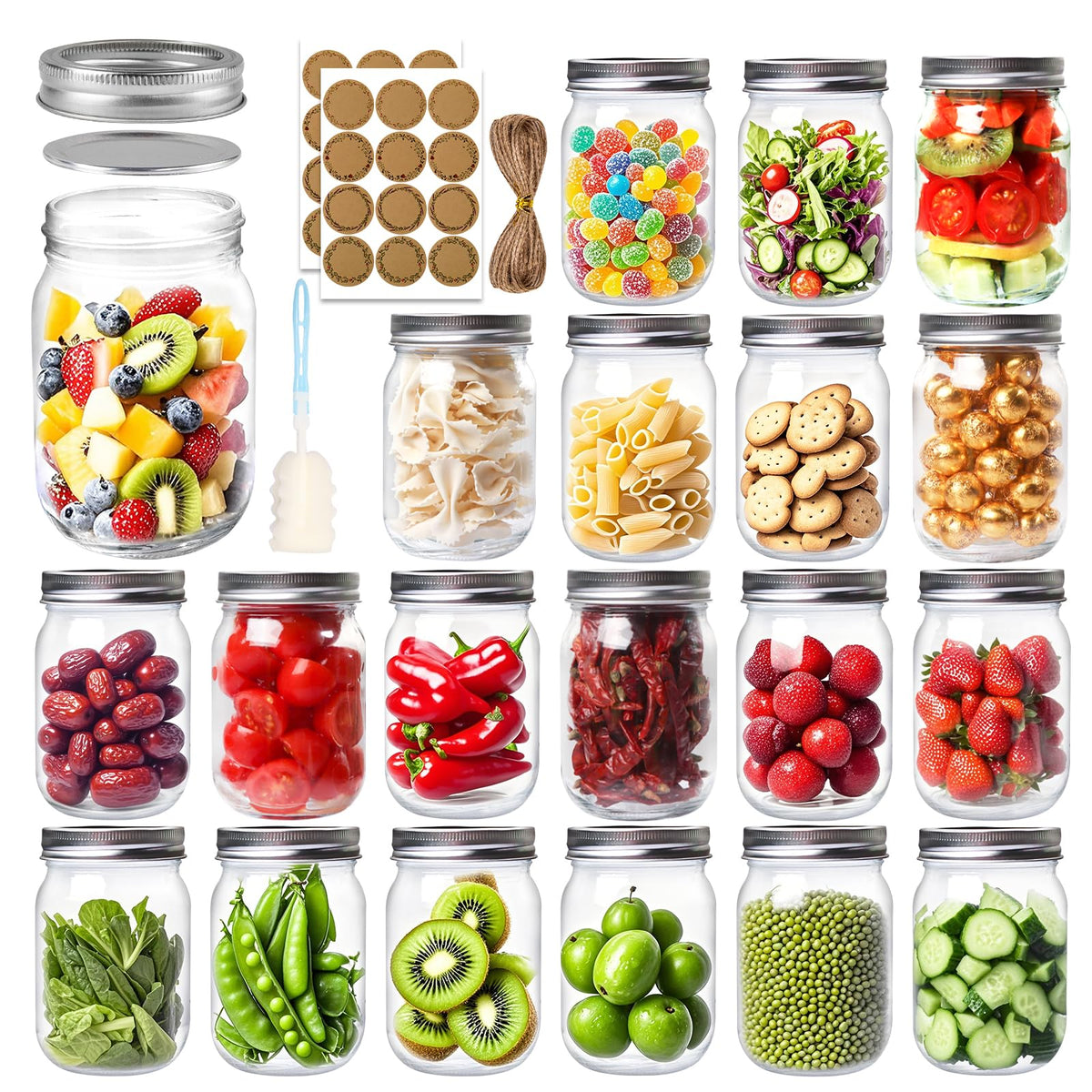 12 oz Mason Jars with Lids and Bands, 20 Pack T3152