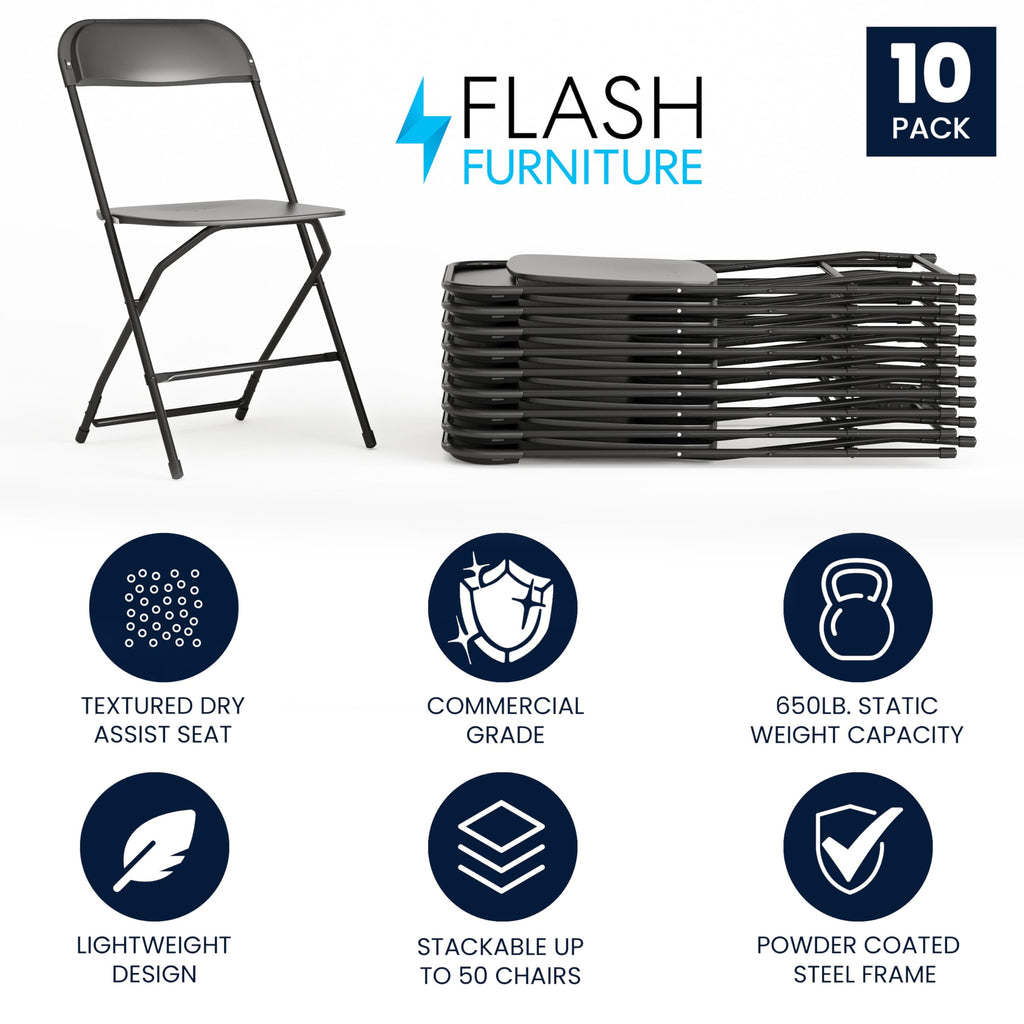 Black Plastic Folding Event Chair 10-Pack Y897040