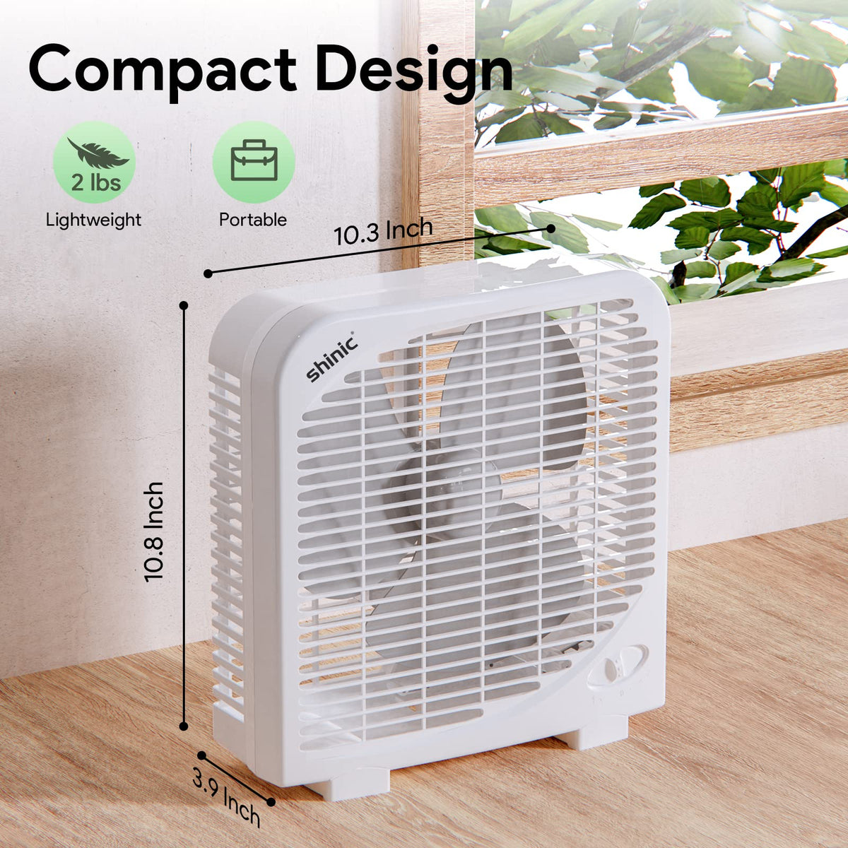 2 Packs 10" Tabletop Box Fan, 2 Speeds, White T3358