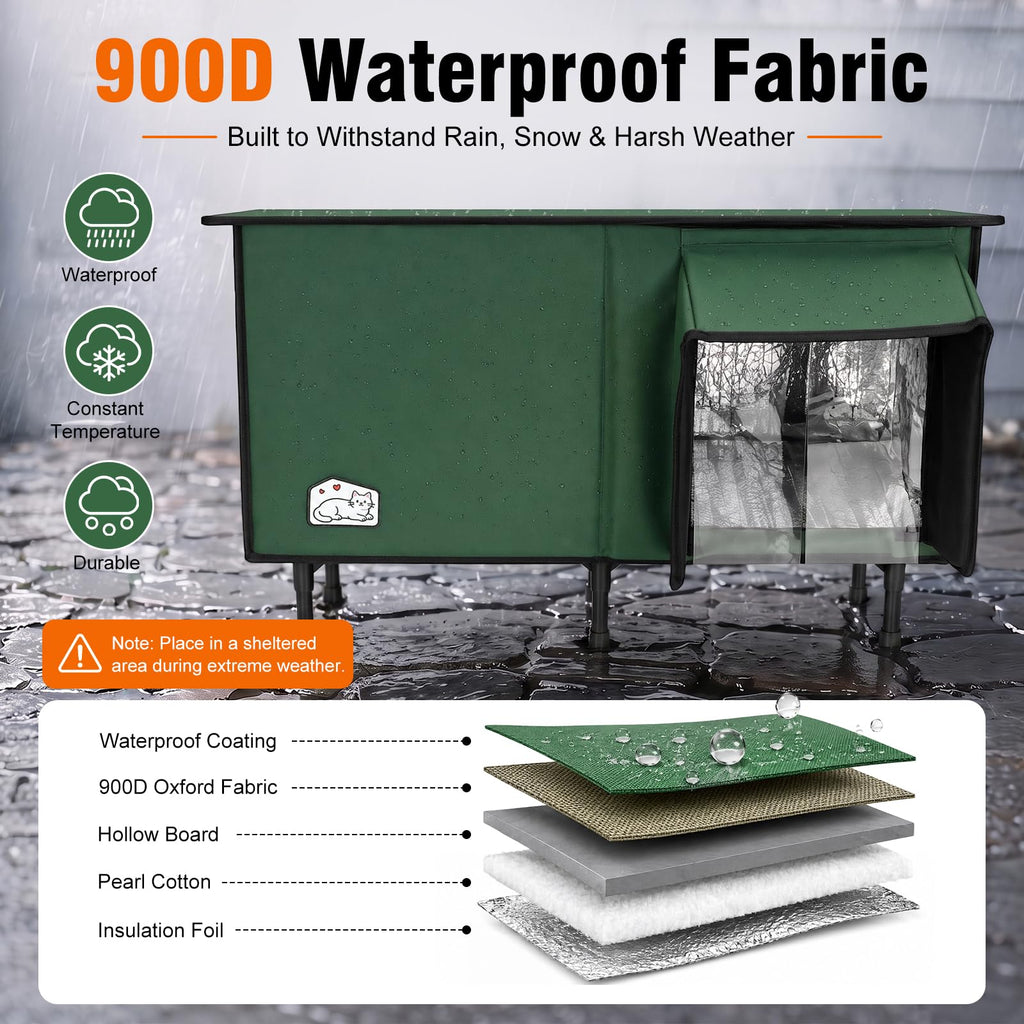 Weatherproof Insulated Heated Cat House with Heating Pad S1240