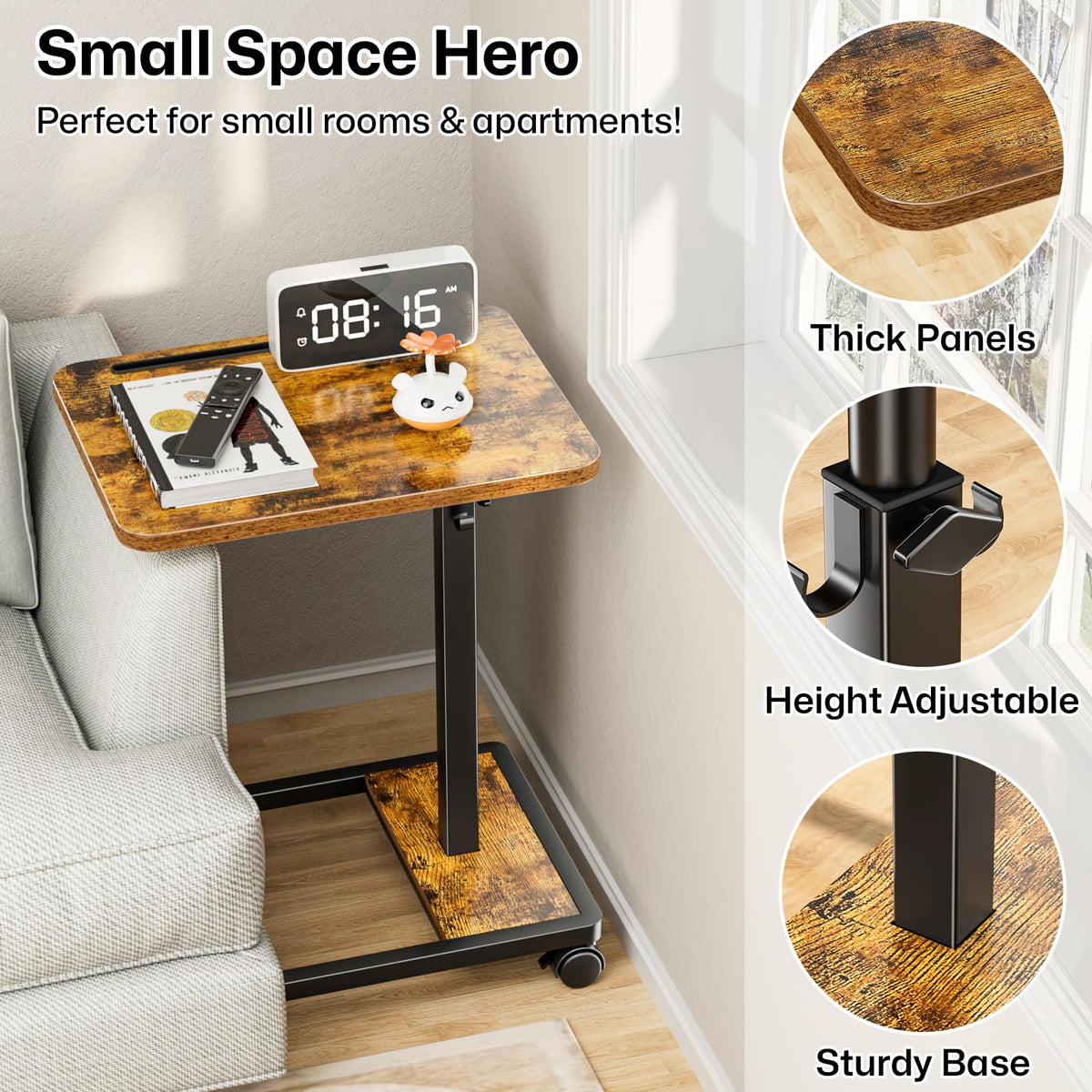 Adjustable TV Tray Table with Wheels P760