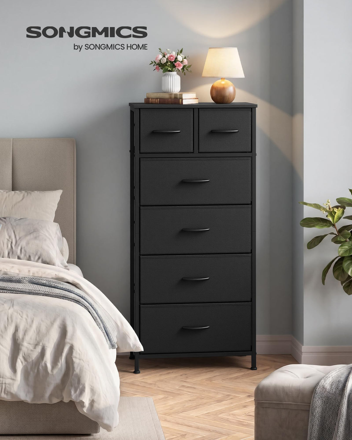 Tall Dresser with 6 Fabric Drawers Q585