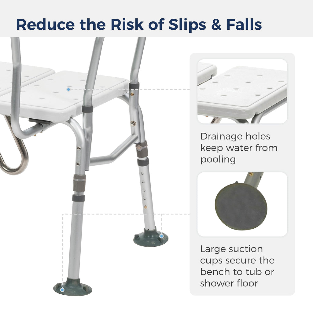 Adjustable Height White Tub Transfer Bench E80961