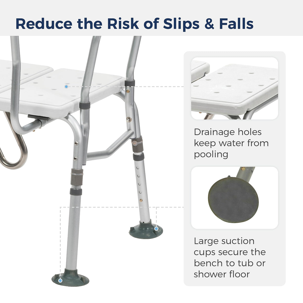 Adjustable Height White Tub Transfer Bench E80961