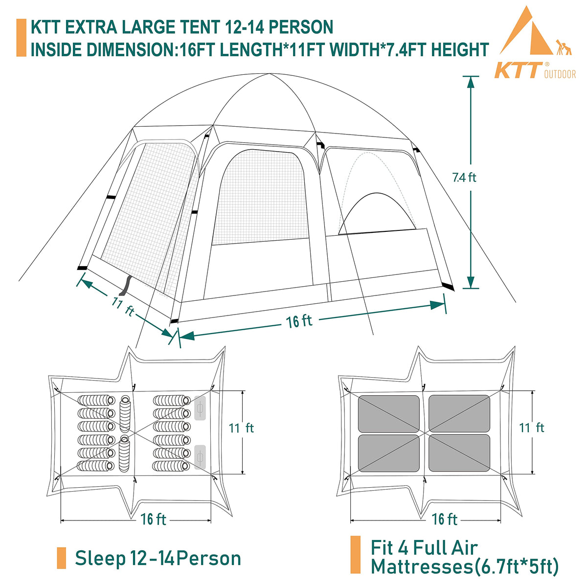 Extra Large 10-12-14 Person Cabin Tent K950