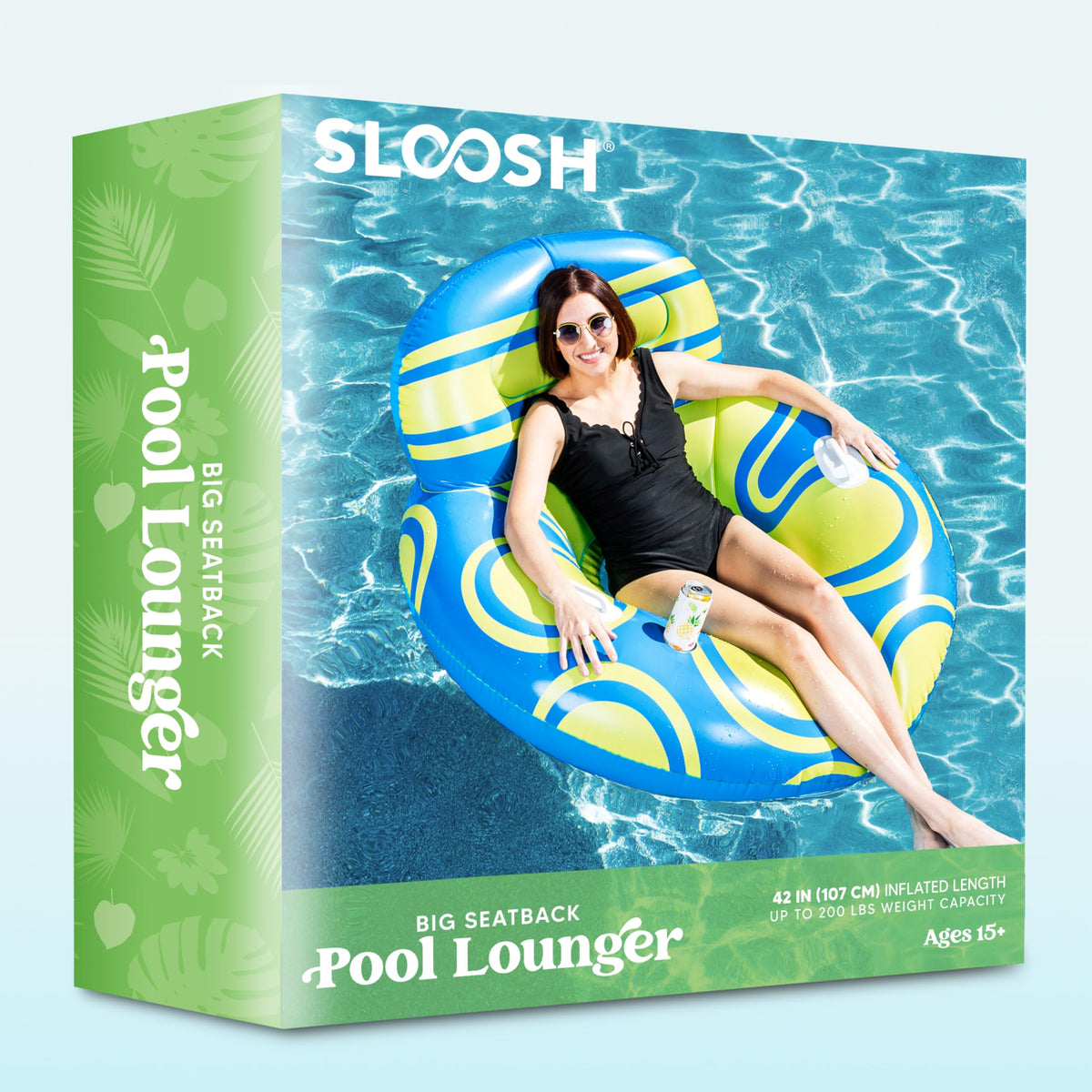 Blue Yellow Inflatable Pool Float Lounger B21582