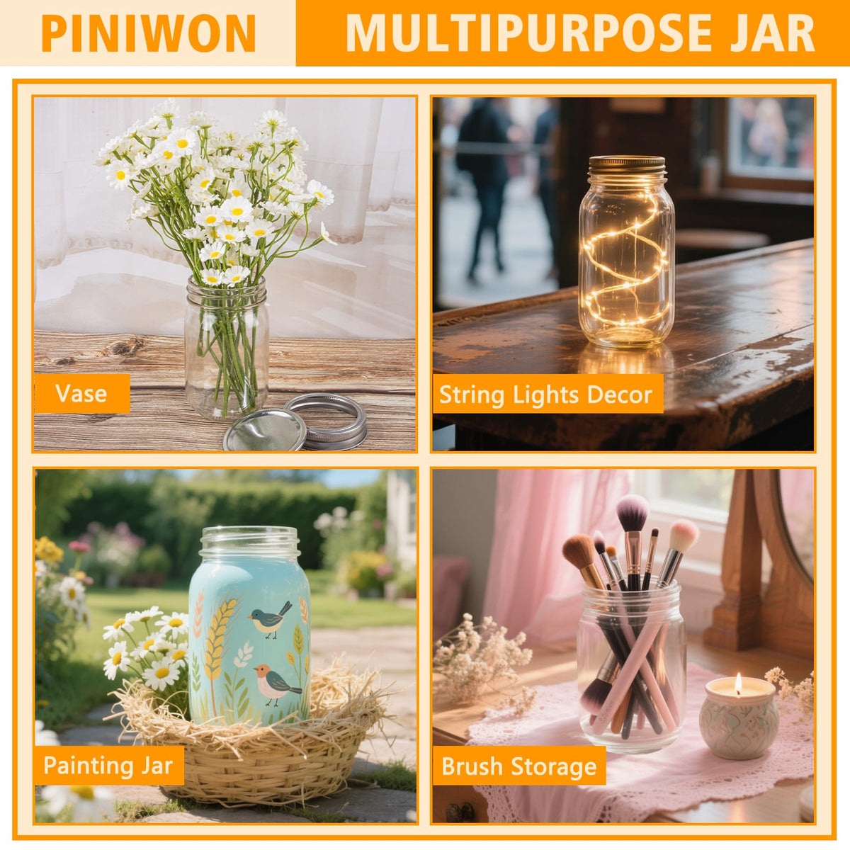 12 oz Mason Jars with Lids and Bands, 20 Pack T3152