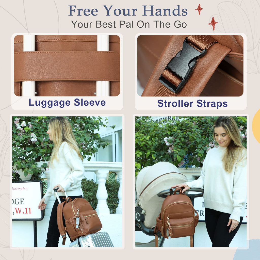 Leather Diaper Bag Tote with Mini Backpack Y4330