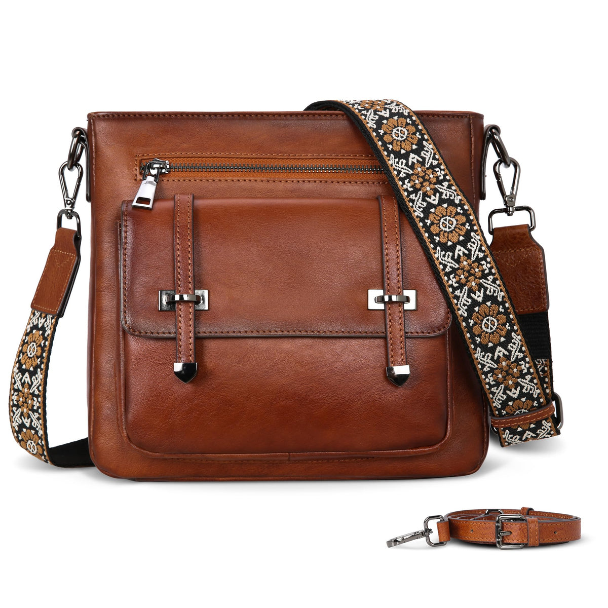 Soft Leather Crossbody Bags with Multi Pockets D789