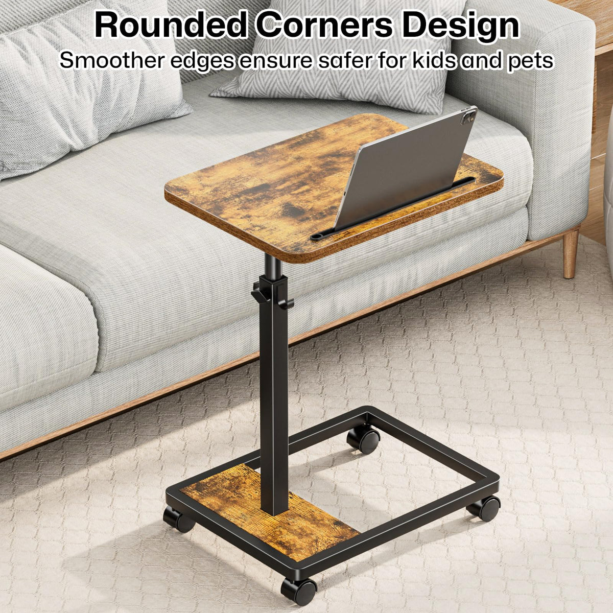 Adjustable TV Tray Table with Wheels P760
