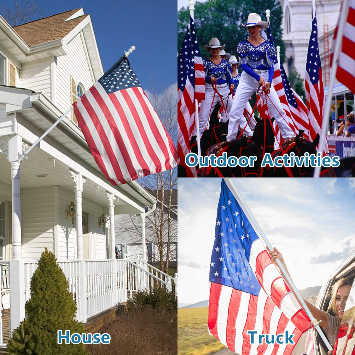 5ft Heavy Duty Tangle Free Flag Pole Kit with 3x5 Embroidered American Flag U805359