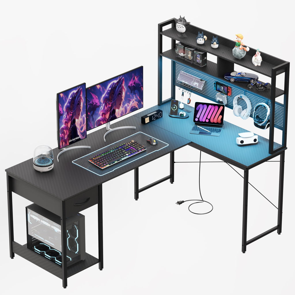 L Shaped Gaming Desk with Hutch V770