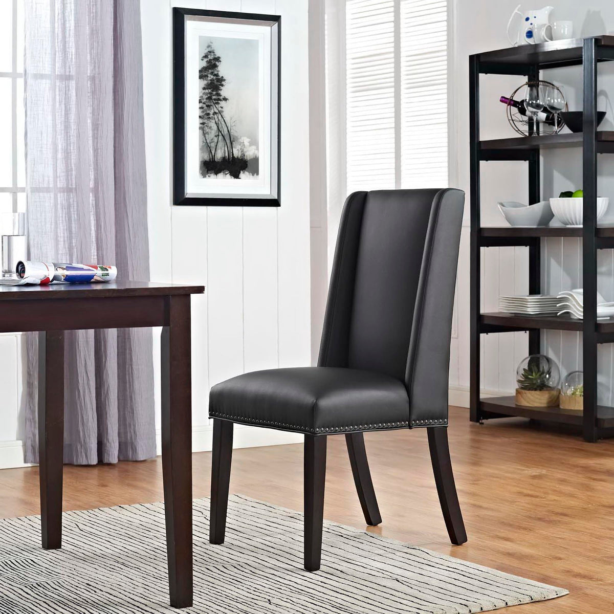 Black Vegan Leather Dining Side Chair C894068