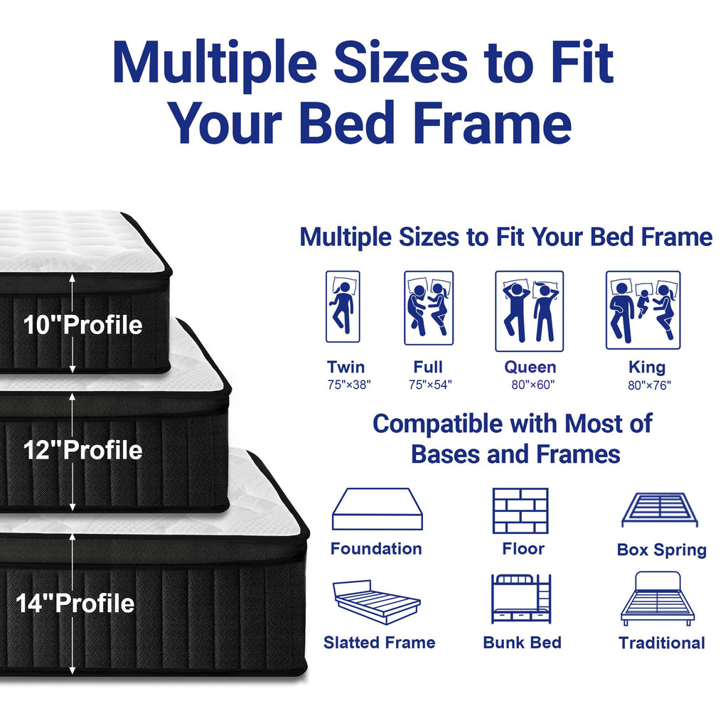 Full 12 Inch Hybrid Mattress with Memory Foam E2393
