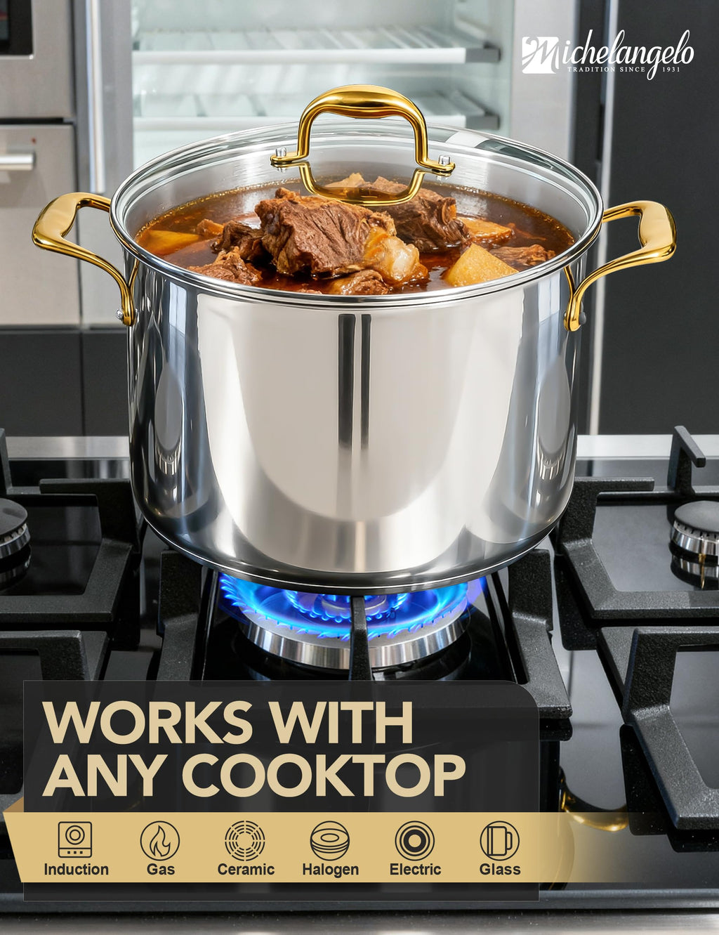 20 Quart Stainless Steel Stock Pot with Lid J9323