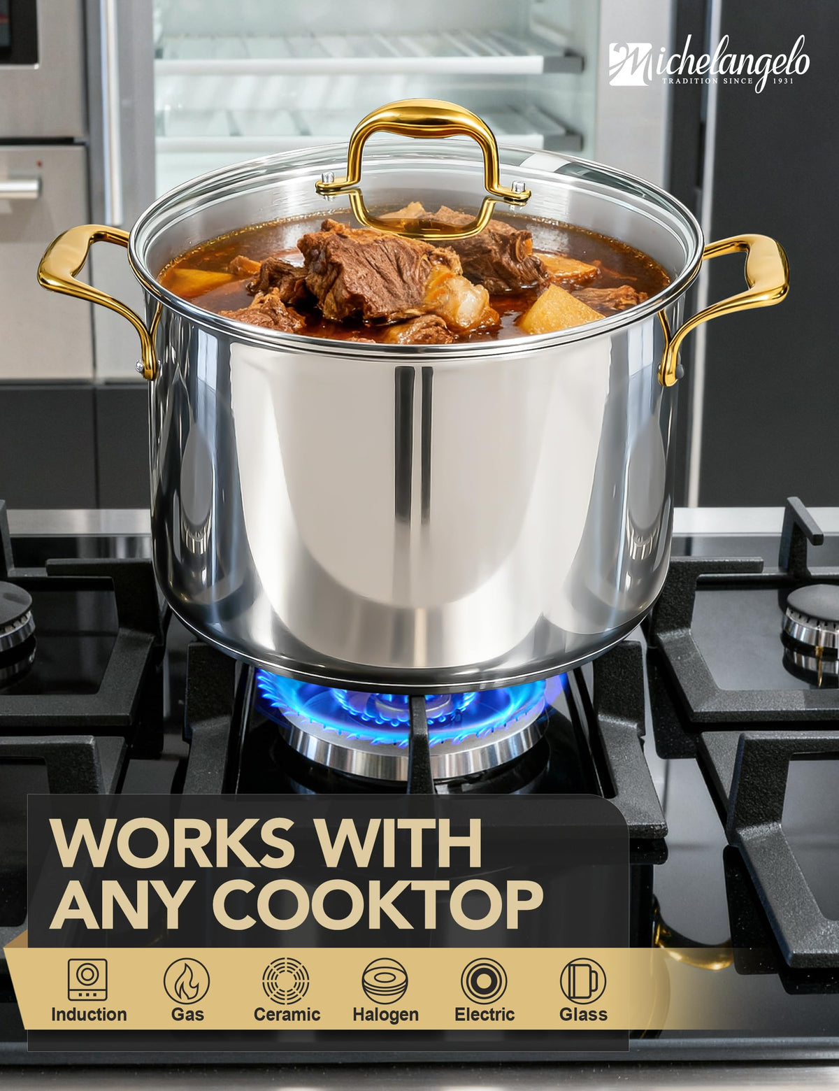 20 Quart Stainless Steel Stock Pot with Lid J9323