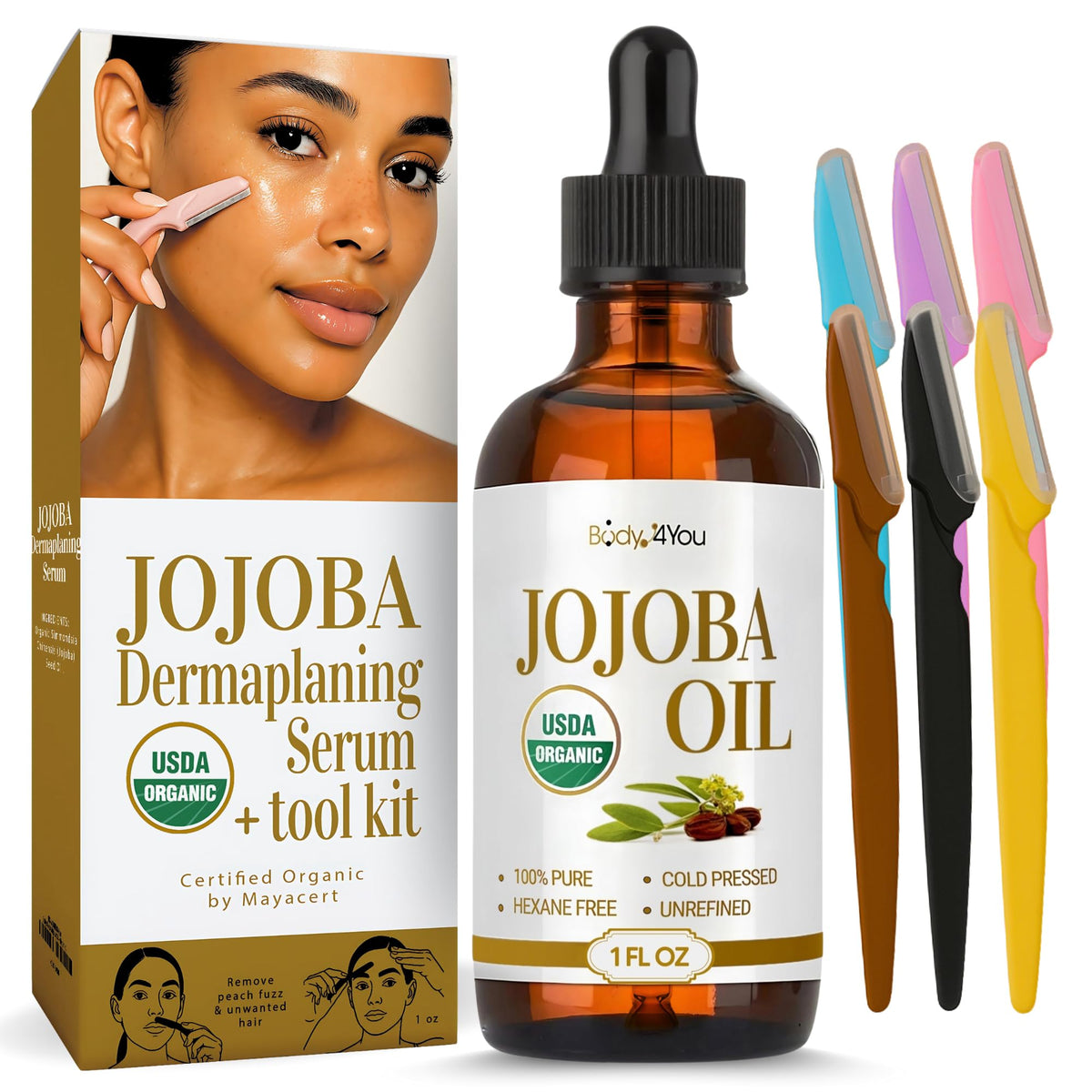 Organic Jojoba Oil 6PC Dermaplane Razors 1 Fl Oz L67569
