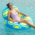 Blue Yellow Inflatable Pool Float Lounger B21582